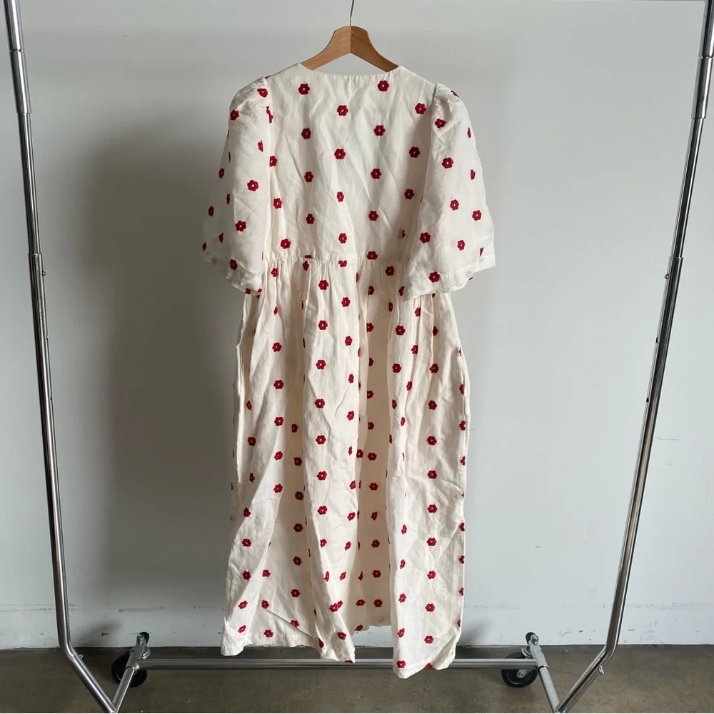 RHODE White and Red Polka Dot Midi Dress - Picture 5 of 12